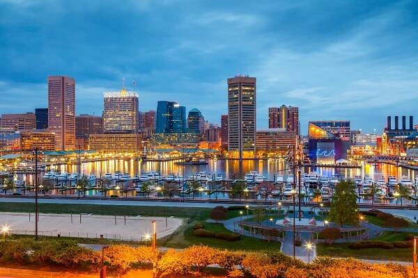 Baltimore v noci — Stock obrázek