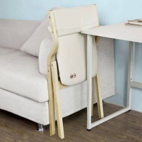 SoBuy FST40-W Skládací židle Kuchyňská židle s bílým polstrovaným sedákem