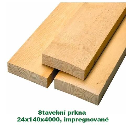 Stavební prkna 24x140x4000-tříděné, impregnované
