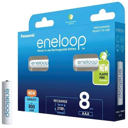 Baterie nabíjecí Panasonic Eneloop AAA, HR03, 800mAh, Ni-MH, blistr 8ks