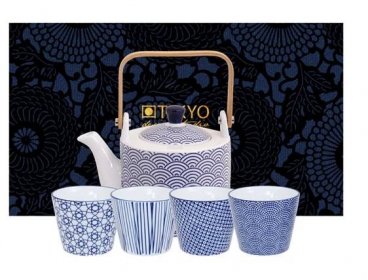 Čajový set s konvičkou a 4 šálky na čaj Tokyo Design Studio Wave
