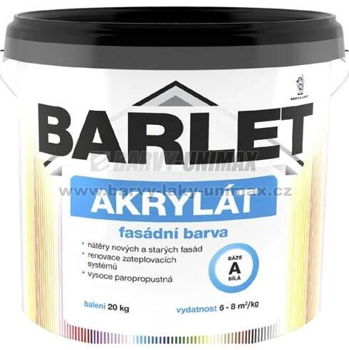 Bílá fasádní akrylátová barva BARLET AKRYLÁT PLUS V4013 - 20 kg - bílý