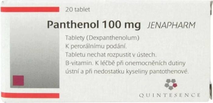 PANTHENOL 100 MG JENAPHARM 100MG neobalené tablety 20