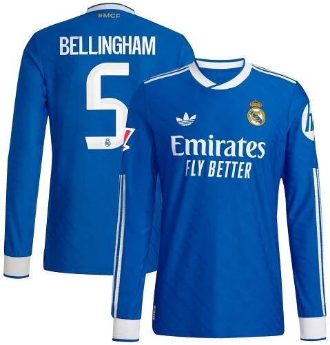 Jude Bellingham Real Madrid adidas 2025/26 Third Authentic Long Sleeve Player Jersey - Blue