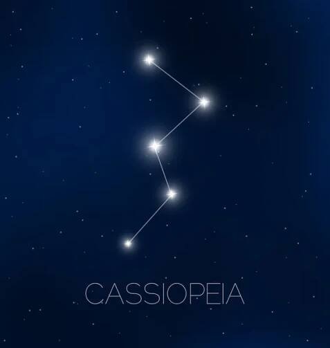 Cassiopeia souhvězdí noční oblohy — Ilustrace