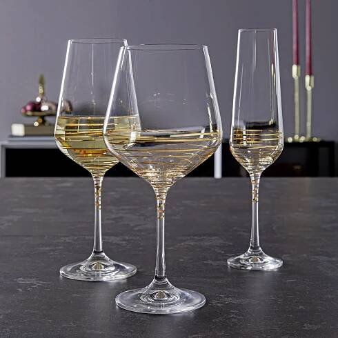 Sklenice na červené víno Elegance, ca 550ml - čiré/barvy zlata, Moderní, sklo (0,55l) - Bohemia