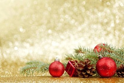 Stáhnout - Vánoční přání s jedlí a výzdoba na třpytky pozadí — Stock obrázek