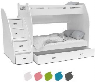 Patrová postel ZUZKA s úložným prostorem (různé barvy)