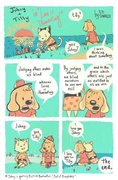 This is a little one page Johny + Tilly comic. There really is not much of a story here, but that is OK.
Johny + Tilly is mean to be a comic where I can experiment and try new things. Many times I will involved my kids in the process if I can.
For...
