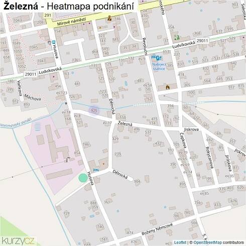 Mapa Železná - Firmy v ulici.