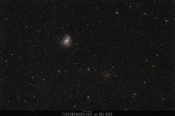 Fireworks Galaxy, Caldwell 12, NGC 6946 und der Offene Sternhaufen NGC 6939