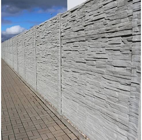 Betonový panel rovný  oboustranný štípaný kámen 200 x 25 x 4,5 cm - přírodní VCP PLOTY Sklad8 21