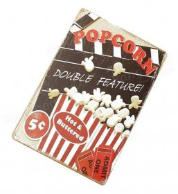 Retro cedule Popcorn Double Feature 5 centů kino / SLEVA - Podnikání a průmysl