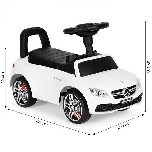 Dětské auto odrážedlo v bílé barvě s vodící tyčí