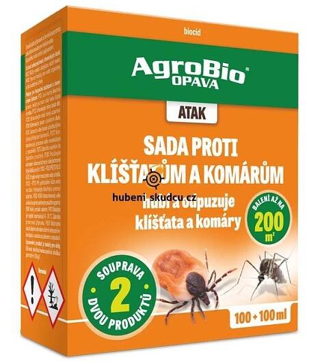 ATAK - Sada proti klíšťatům a komárům 100+100 ml účinně vypudí klíšťata ze zahrady