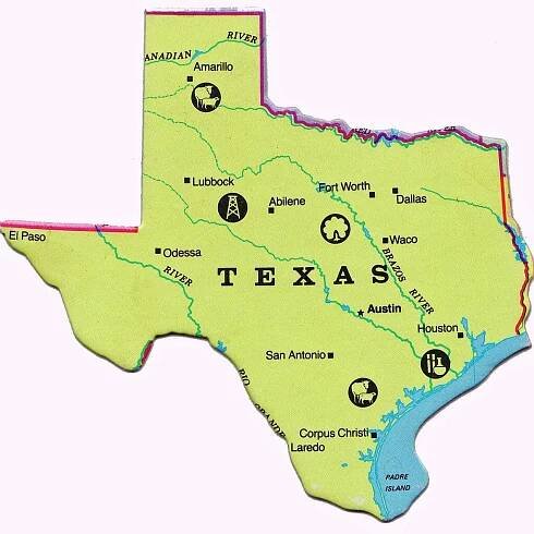 Map of texas, showing the brazos river
