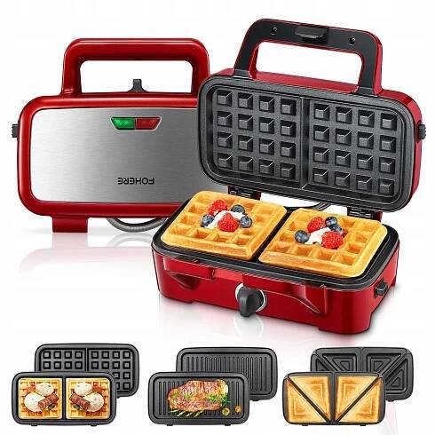 SANDWICHMAKER 3W1 1200W Vaflovač Kontaktní gril Toustovač