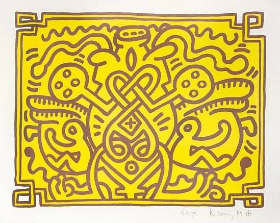 HARING, KEITH. Chocolate Buddha 4 (1989). Farblithographie.