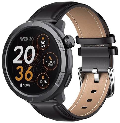 Chytré hodinky Madvell Active s GPS a bluetooth voláním černé s koženým řemínkem