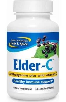 North American Herb & Spice | Kapsle z černého bezu - Elder-C - 60 kapslí 500 mg v jedné kapsli, obohaceno o divoké oregano - 60 kapslí