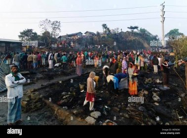 Chittagong: burned down slum, because of carelessness in cooking, Chittagong Division, Bangladesh Stock Photo