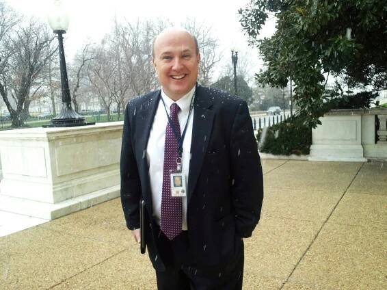 U.S. Army veteran Paul Sullivan in Washington, D.C. in the snow.
