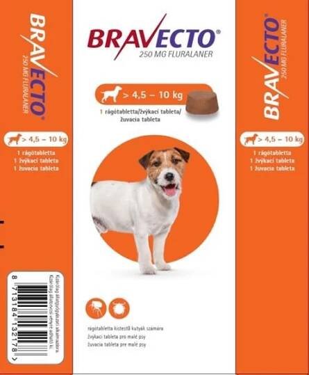 Bravecto 250 mg žvýkací tablety pro malé psy 1 ks