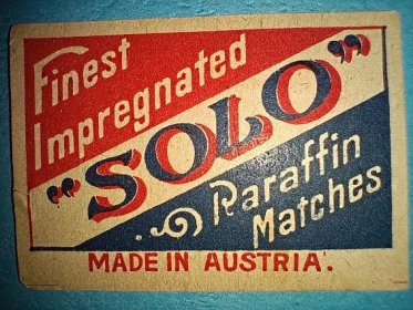 Made in Austria, Solo Vídeň, zápalková nálepka - Sběratelství