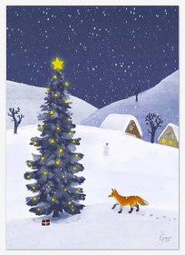 Vánoční přání - stromeček s liškou