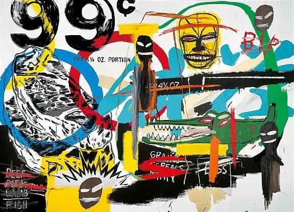 An untitled 1984 canvas by Jean-Michel Basquiat and Andy Warhol