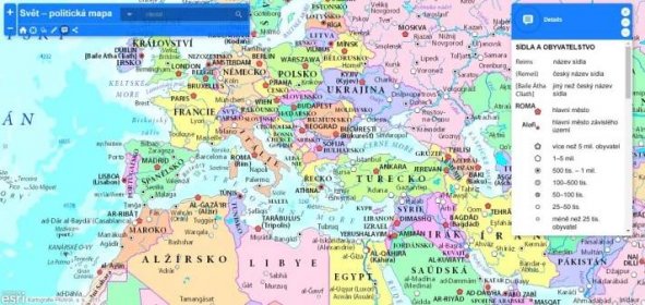 Politická (online) mapa sveta - Lepšia geografia