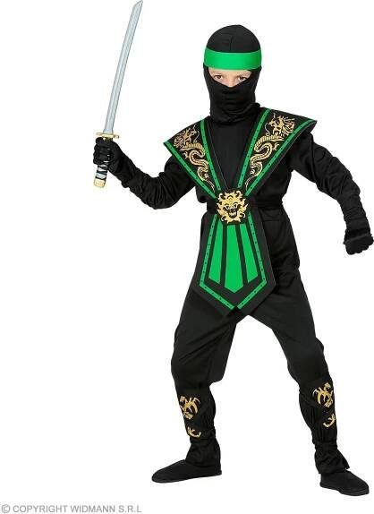 Dětský kostým Kombat Ninja v zelené barvě - sada kostýmů bojovník, válečník - velikost 116 - 158 cm 158 cm - 11-13 let