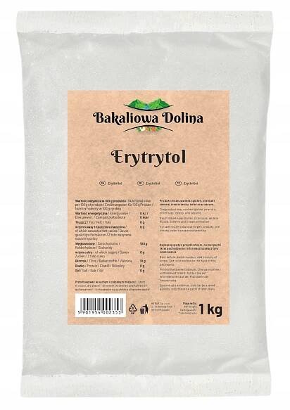 ERYTHRITOL ERYTROL 1 KG 1000 G PŘÍRODNÍ SLADIDLO 0 KALORIÍ NÁHRADA CUKRU