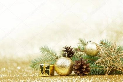 Stáhnout - Vánoční přání s jedlí a výzdoba na třpytky pozadí — Stock obrázek