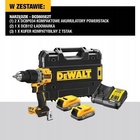 AKU VRTAČKA S PŘÍKLEPEM XR 18V 2*1.7AH - DW DCD805E2T
