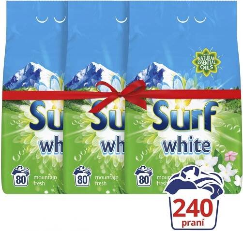 Surf White Moutain Fresh prací prášek na bílé prádlo, 3x80 dávek