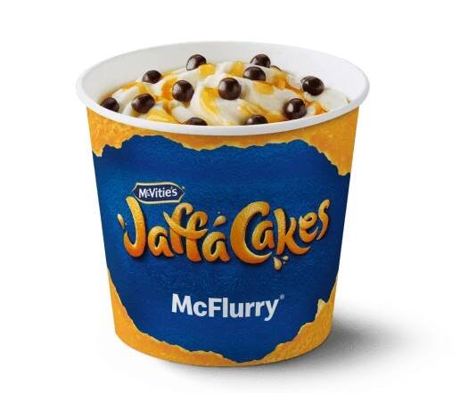 The new Jaffa Cake McFlurry on a white background