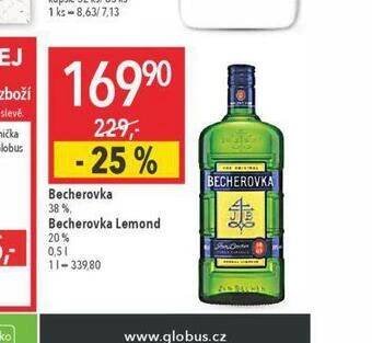 Globus Becherovka, becherovka lemond nabídka