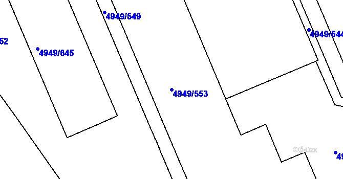 Parcela st. 4949/553 v KÚ Ústí nad Labem, Katastrální mapa