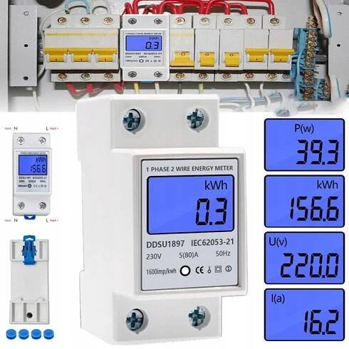JEDNOFÁZOVÝ ELEKTROMĚR PROUDU 2P 5-80A 230 V