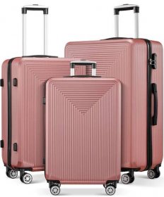 Luggage 3 Piece Sets Hard Suitcase Set with Wheels (Rose)