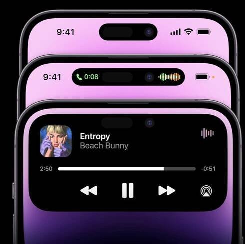 Dynamic Island on the iPhone 14 Pro.