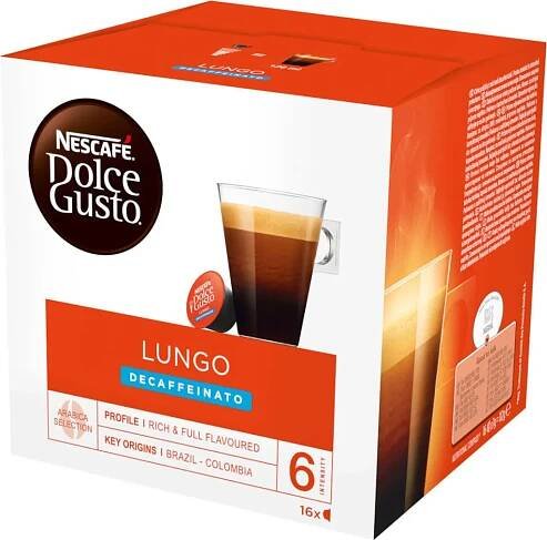Nestlé Dolce Gusto Lungo bez kofeinu 16 kávových kapslí 112g