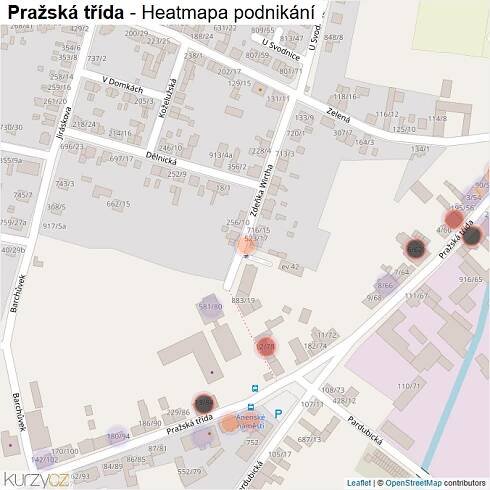 Mapa Pražská třída - Firmy v ulici.