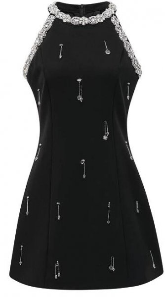 Babette Black Crystal Embellished Mini Dress