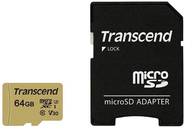 Transcend 500S microSDXC 64 GB + adaptér (TS64GUSD500S)