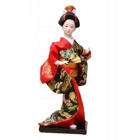 11" japonská gejša panenka Kimono, červená pryskyřice