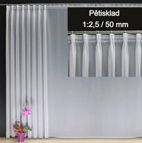 Záclona s automatickou řasící stuhou PĚTISKLAD 1:2,5 / 50 mm