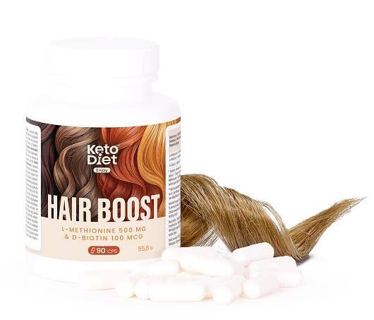 Zdravé vlasy – HAIR BOOST L-methionin & D-biotin (90 kapslí)