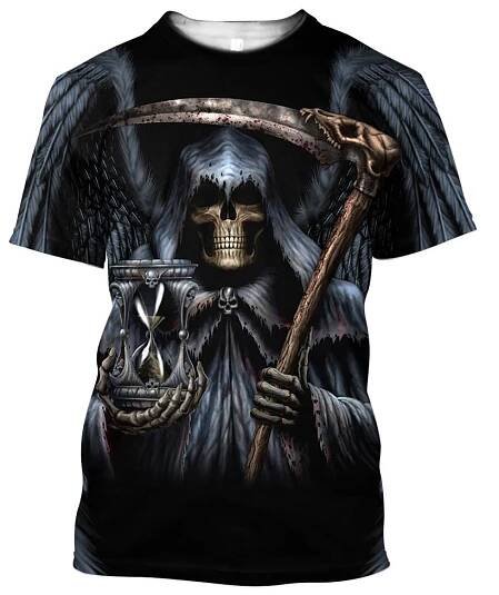 Satanic Skull Red Tattoo 3D celoplošný potisk Pánská trička Neformální trička s 0 výstřihem, krátkým rukávem, volným tričkem Unisex trička Street Trička
